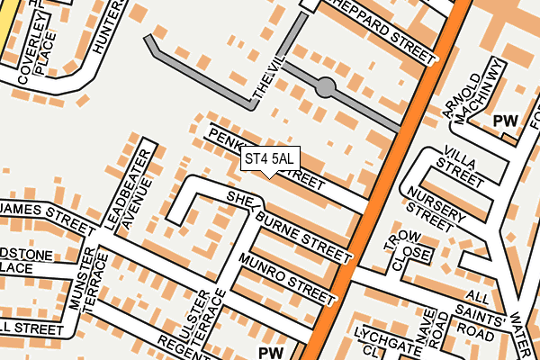 ST4 5AL map - OS OpenMap – Local (Ordnance Survey)