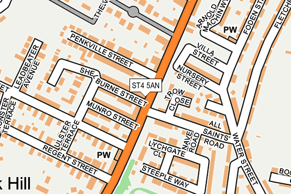 ST4 5AN map - OS OpenMap – Local (Ordnance Survey)