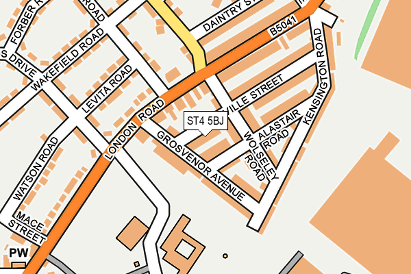 ST4 5BJ map - OS OpenMap – Local (Ordnance Survey)