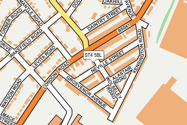 ST4 5BL map - OS OpenMap – Local (Ordnance Survey)