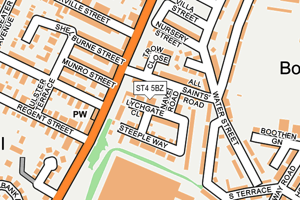 ST4 5BZ map - OS OpenMap – Local (Ordnance Survey)