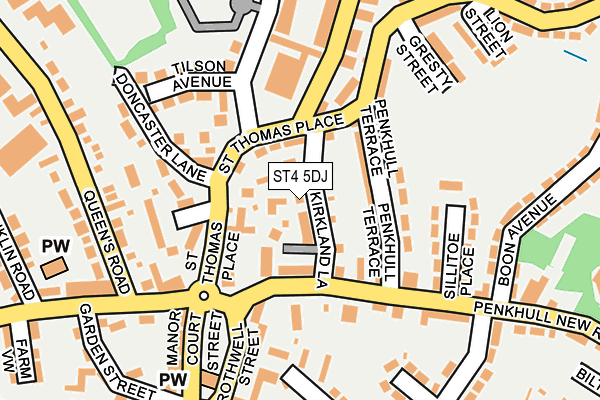 ST4 5DJ map - OS OpenMap – Local (Ordnance Survey)
