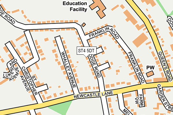 ST4 5DT map - OS OpenMap – Local (Ordnance Survey)