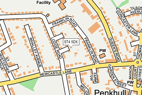 ST4 5DX map - OS OpenMap – Local (Ordnance Survey)