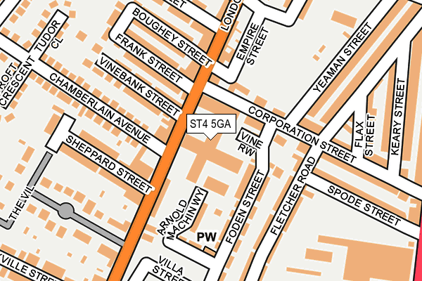 ST4 5GA map - OS OpenMap – Local (Ordnance Survey)