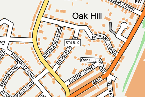 ST4 5JX map - OS OpenMap – Local (Ordnance Survey)