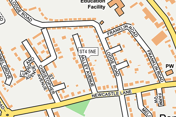 ST4 5NE map - OS OpenMap – Local (Ordnance Survey)