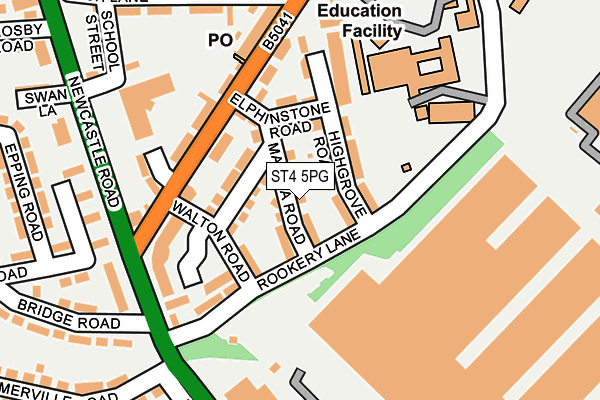 ST4 5PG map - OS OpenMap – Local (Ordnance Survey)