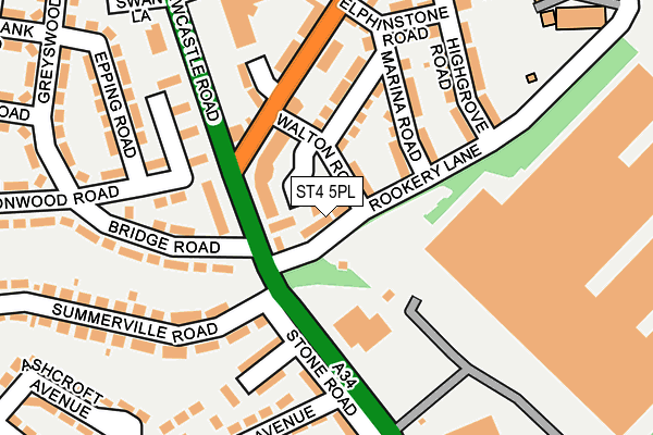 ST4 5PL map - OS OpenMap – Local (Ordnance Survey)