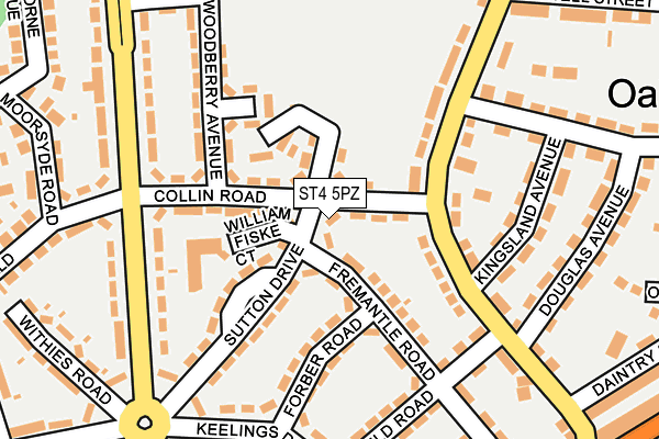 ST4 5PZ map - OS OpenMap – Local (Ordnance Survey)