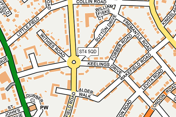 ST4 5QD map - OS OpenMap – Local (Ordnance Survey)