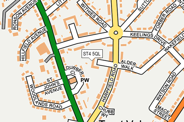 ST4 5QL map - OS OpenMap – Local (Ordnance Survey)