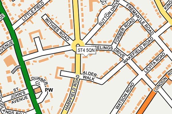 ST4 5QN map - OS OpenMap – Local (Ordnance Survey)