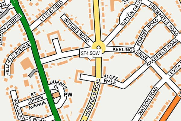 ST4 5QW map - OS OpenMap – Local (Ordnance Survey)