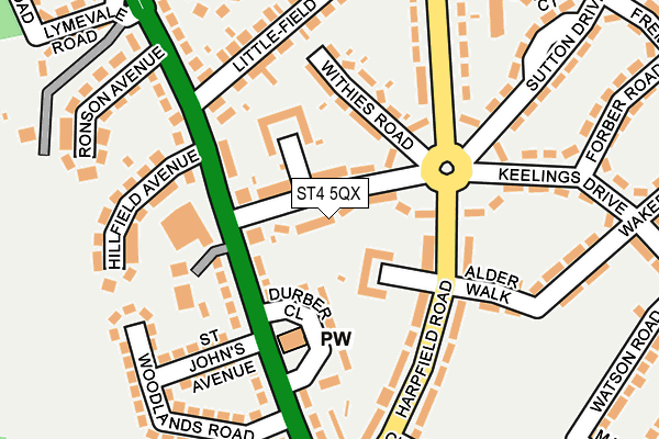 ST4 5QX map - OS OpenMap – Local (Ordnance Survey)