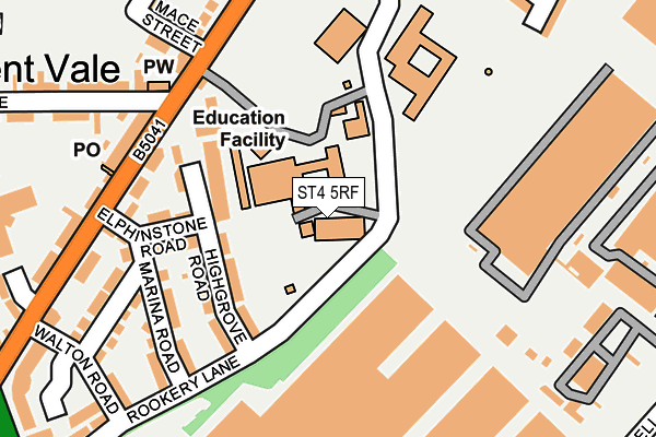 ST4 5RF map - OS OpenMap – Local (Ordnance Survey)