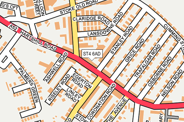 ST4 6AD map - OS OpenMap – Local (Ordnance Survey)