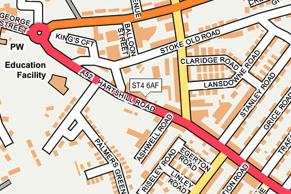 ST4 6AF map - OS OpenMap – Local (Ordnance Survey)