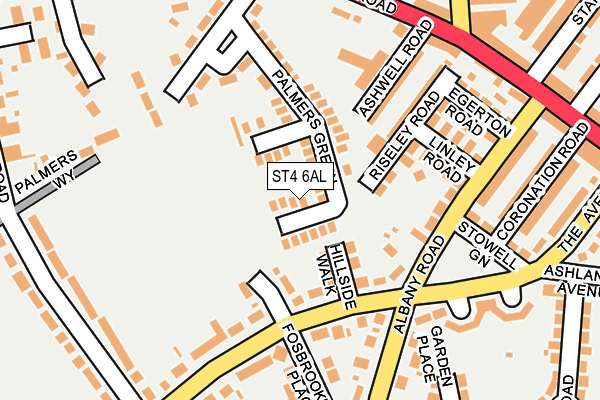 ST4 6AL map - OS OpenMap – Local (Ordnance Survey)
