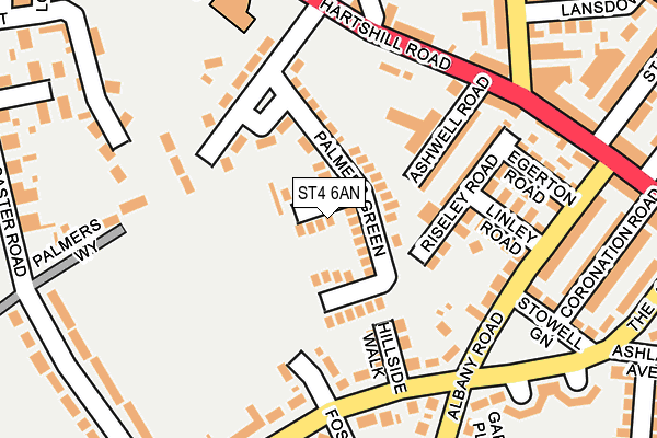 ST4 6AN map - OS OpenMap – Local (Ordnance Survey)