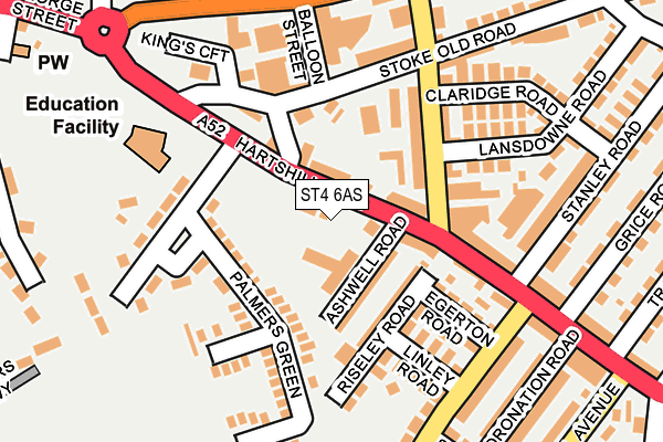 ST4 6AS map - OS OpenMap – Local (Ordnance Survey)