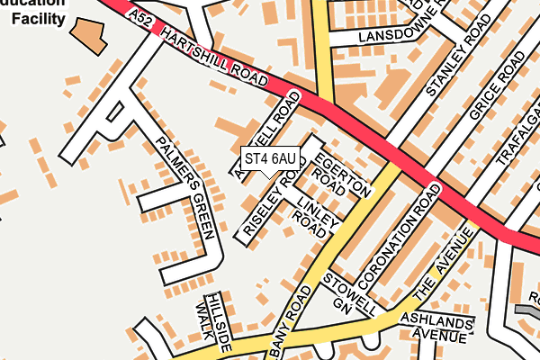 ST4 6AU map - OS OpenMap – Local (Ordnance Survey)