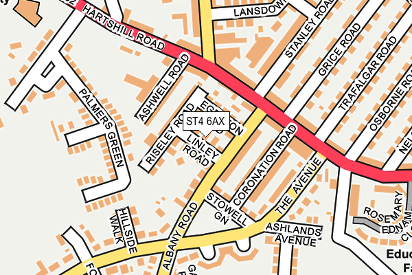 ST4 6AX map - OS OpenMap – Local (Ordnance Survey)