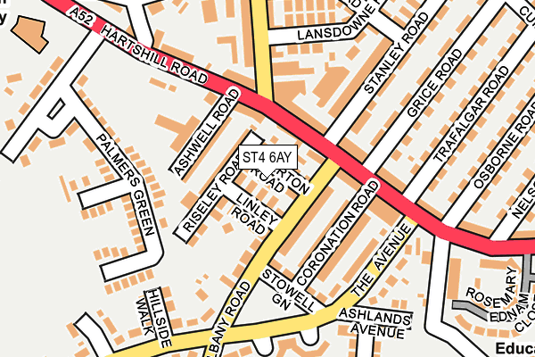 ST4 6AY map - OS OpenMap – Local (Ordnance Survey)