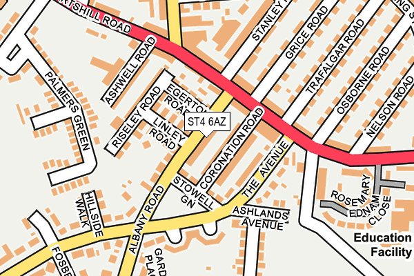 ST4 6AZ map - OS OpenMap – Local (Ordnance Survey)