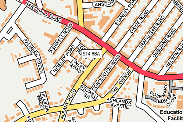 ST4 6BA map - OS OpenMap – Local (Ordnance Survey)