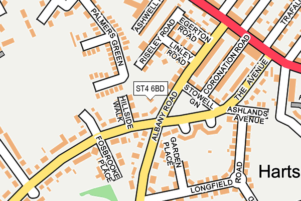 ST4 6BD map - OS OpenMap – Local (Ordnance Survey)
