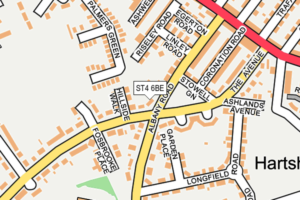 ST4 6BE map - OS OpenMap – Local (Ordnance Survey)