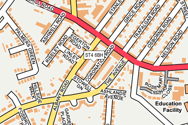 ST4 6BH map - OS OpenMap – Local (Ordnance Survey)