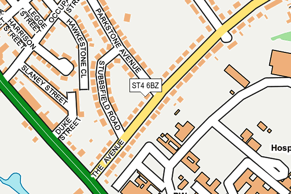 ST4 6BZ map - OS OpenMap – Local (Ordnance Survey)