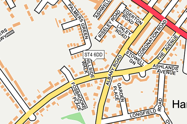 ST4 6DD map - OS OpenMap – Local (Ordnance Survey)