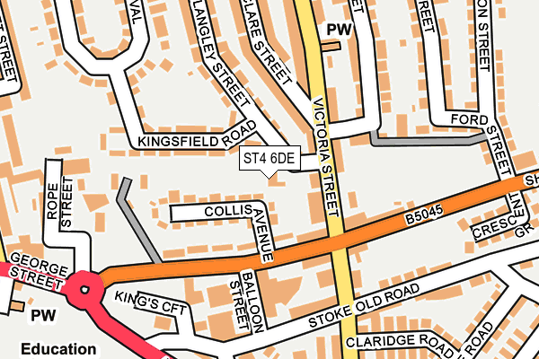 ST4 6DE map - OS OpenMap – Local (Ordnance Survey)