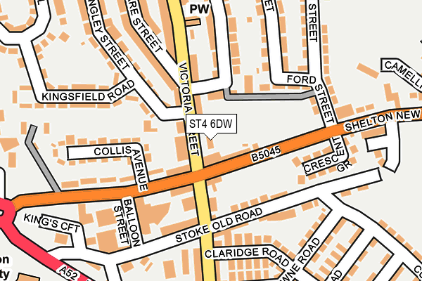ST4 6DW map - OS OpenMap – Local (Ordnance Survey)