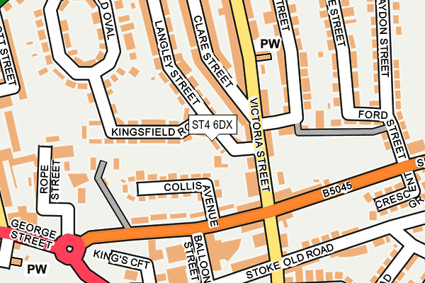 ST4 6DX map - OS OpenMap – Local (Ordnance Survey)