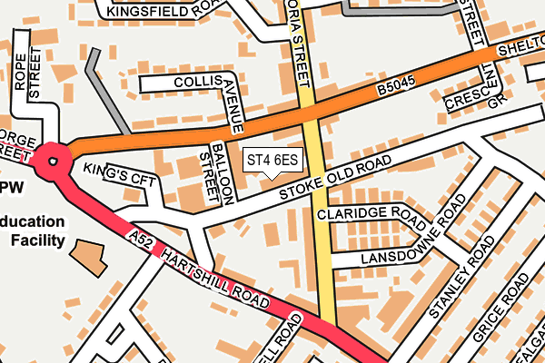 ST4 6ES map - OS OpenMap – Local (Ordnance Survey)