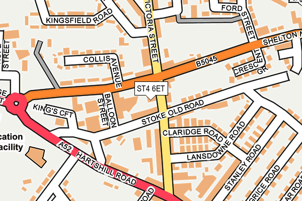 ST4 6ET map - OS OpenMap – Local (Ordnance Survey)