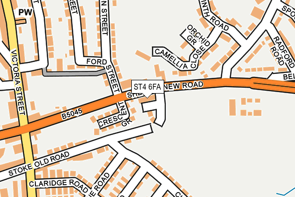 ST4 6FA map - OS OpenMap – Local (Ordnance Survey)