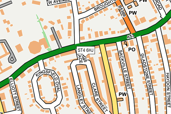 ST4 6HJ map - OS OpenMap – Local (Ordnance Survey)