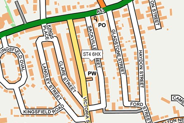ST4 6HX map - OS OpenMap – Local (Ordnance Survey)