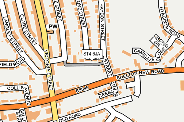 ST4 6JA map - OS OpenMap – Local (Ordnance Survey)