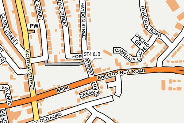 ST4 6JB map - OS OpenMap – Local (Ordnance Survey)