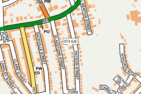ST4 6JE map - OS OpenMap – Local (Ordnance Survey)