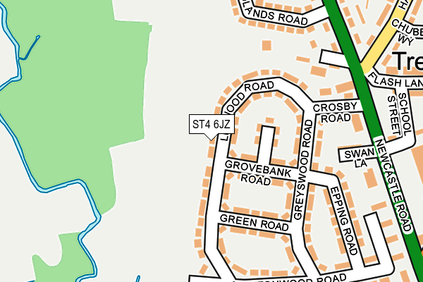 ST4 6JZ map - OS OpenMap – Local (Ordnance Survey)