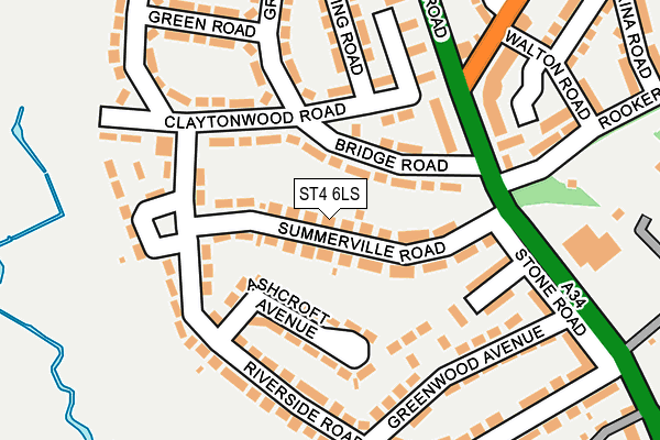 ST4 6LS map - OS OpenMap – Local (Ordnance Survey)