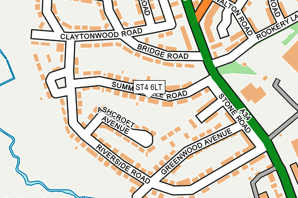 ST4 6LT map - OS OpenMap – Local (Ordnance Survey)