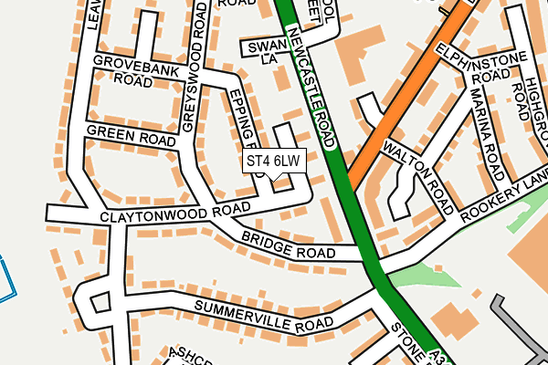 ST4 6LW map - OS OpenMap – Local (Ordnance Survey)